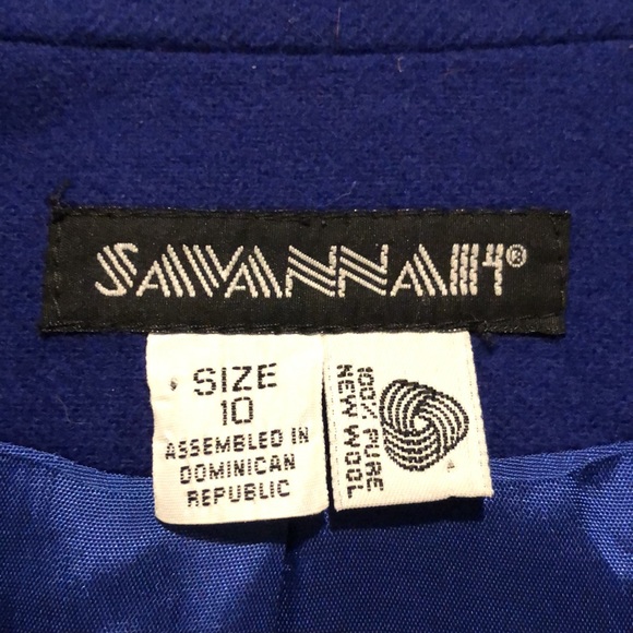 Vintage Savannah Royal Blue Wool Shoulder Padded Blazer - Picture 2 of 6